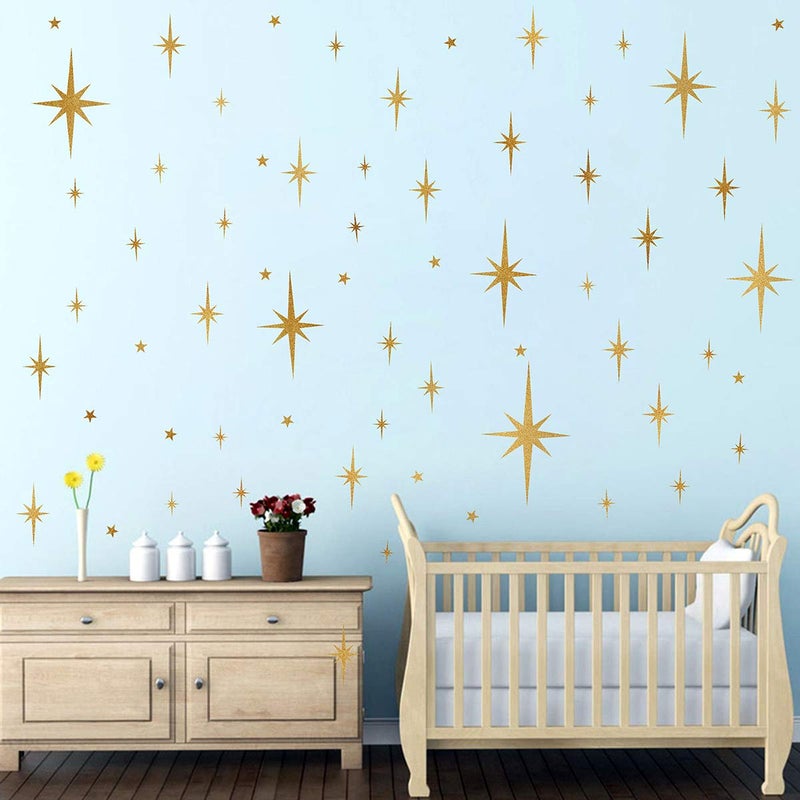 Easma Star Wall Stickers Girls Room Wall Decals (116pcs) Sparkle Wall Sticker Stick and Peel Stars Stickers-6 Sizes - Image 3